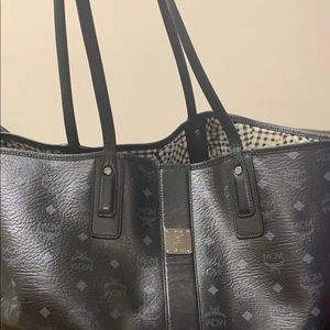 Large Black Reversible MCM tote